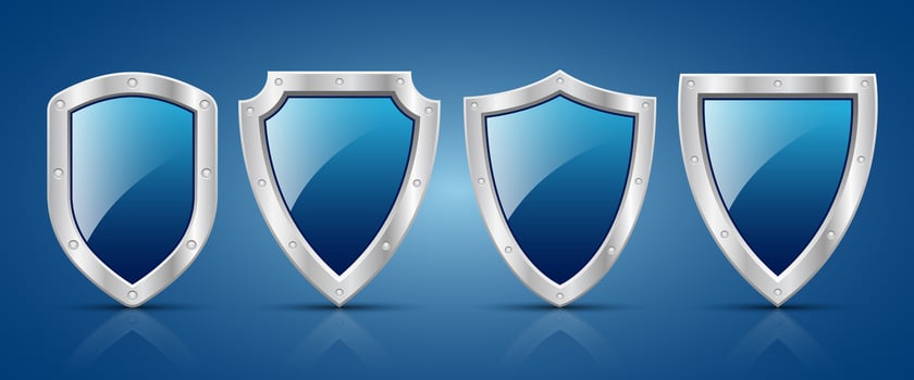 Protection metallic shield vector design illustration isolated on background