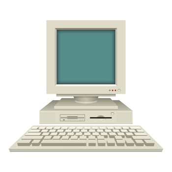 Old vintage pc vector design illustration isolated on white background