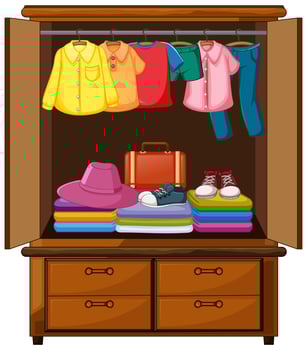 Clothes in the wardrobe vector