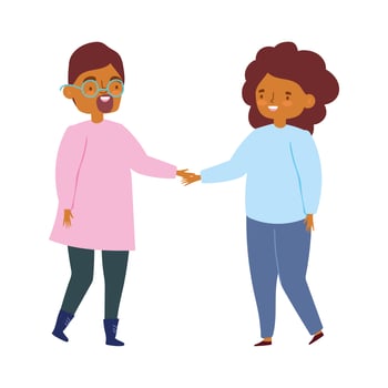 meeting friends, happy couple together character celebrating vector
