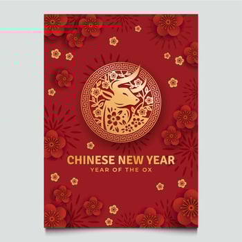 Chinese New Year Golden Ox Poster vector