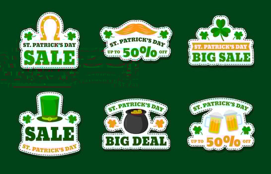 Cute St. Patrick's Day Marketing Sticker Collection vector