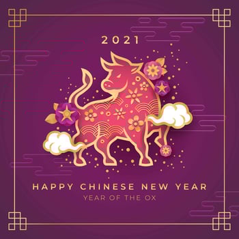 Golden Ox Chinese New Year Paper Cut vector
