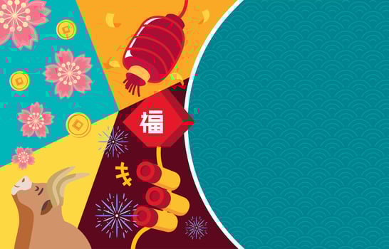 Picture Collage of Chinese New Year Concept Background vector