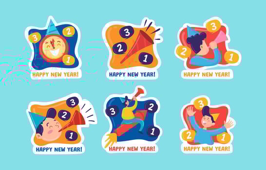 Stickers of New Year Countdown vector