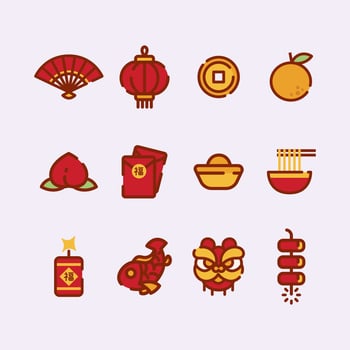 Set of Cute Chinese New Year Icon vector