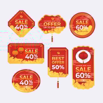 Set of Chinese New Year Sale Offer Label vector