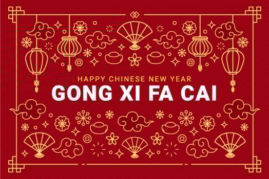 Gong Xi Fa Cai Greeting with Decorative Ornaments vector