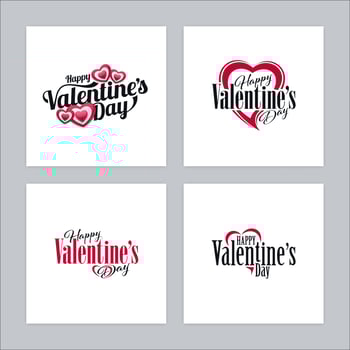Happy Valentines Day Calligraphic Logos with Heart Shapes vector