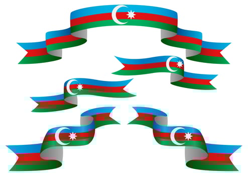 Azerbaijan flag ribbon set vector