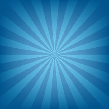 Starburst background, blue sunburst rays vector