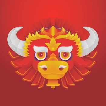 chinese new year 2021. year of the ox. vector