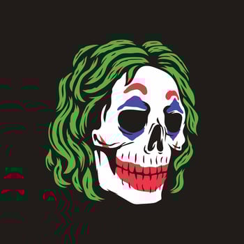 Clown skull on black background vector