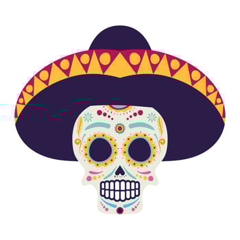 mariachi skull comic character icon vector