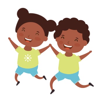 African little kids couple comic characters vector