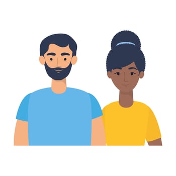 young lovers couple avatars characters vector