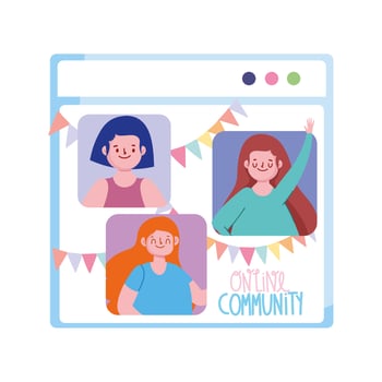 online party, people community celebration festive meeting vector