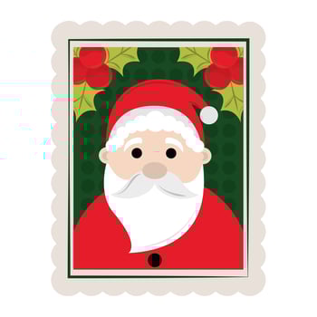 merry christmas santa claus and holly berry decoration stamp icon vector