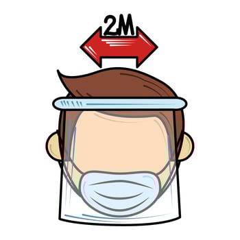 social distance and wear mask new normal after coronavirus covid 19 vector