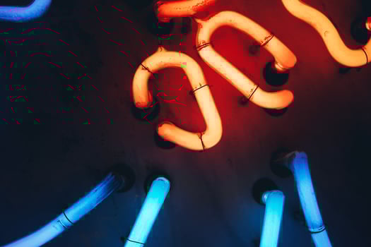 Orange and blue neon lights photo