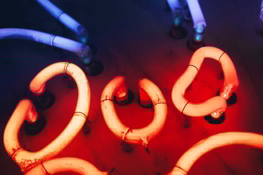 Close-up of neon lights photo