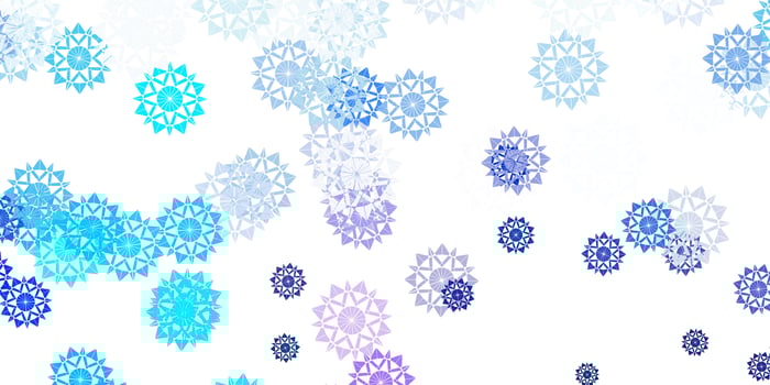 Light pink, blue vector template with ice snowflakes.