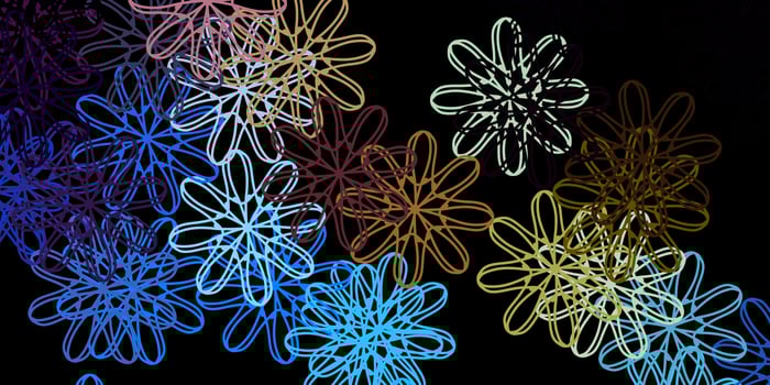 Dark Blue, Yellow vector backdrop with chaotic shapes.