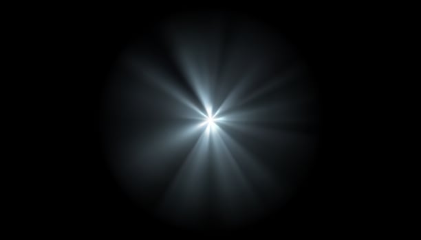 Light effect of rays, flash radiance. Vector white light ray or sun shine or explosion glow on black background