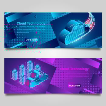 Cloud computing technology banner set vector