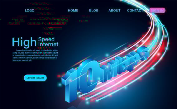 High speed internet technology landing page vector