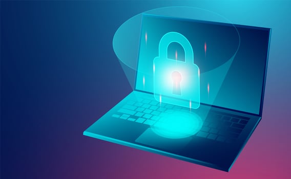 Data security conceptData security concept banner with laptop vector