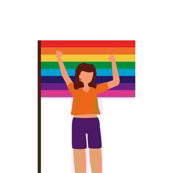 Woman supporting LGTBIQ march design vector