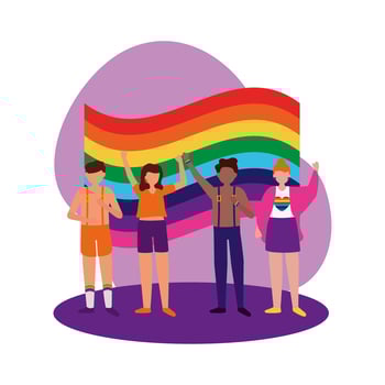 People supporting lgtbiq march design vector