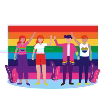 People supporting lgtbiq march design vector