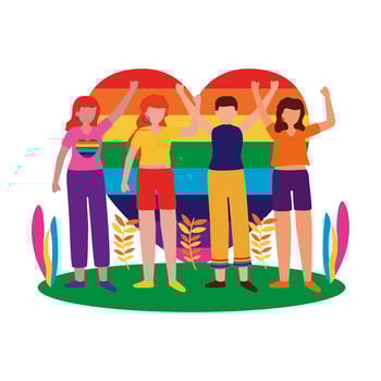 People supporting lgtbiq march design vector