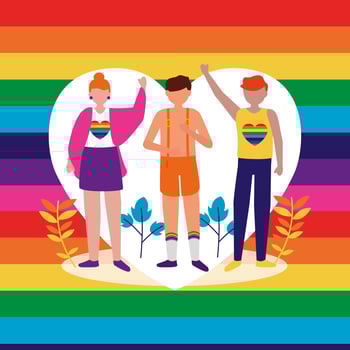 People supporting lgtbiq march design vector