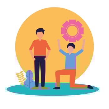 Avatar men with teamwork icon vector design