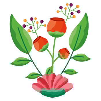 Isolated flowers with leaves ornament design vector