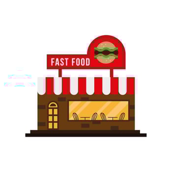 little fast food store building facade vector