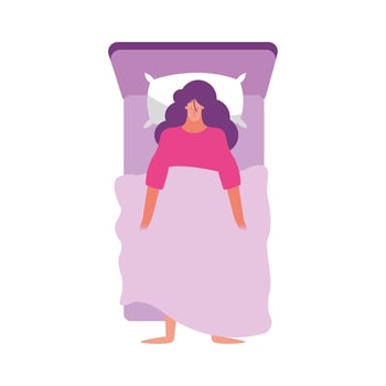 young woman with insomnia in bed vector