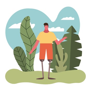 man with legs prosthesis vector