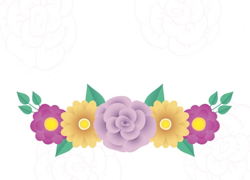 flowers and leaves decorative frame vector