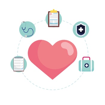 heart with medical icons vector design