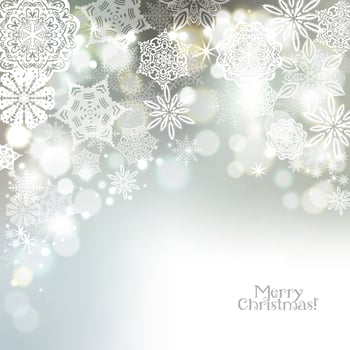 Snowflake background on silver. vector