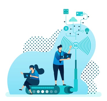 Vector illustration for 5g router and technology to increase network speed, wifi internet connection stability. Design can be used for landing page, template, ui ux, web, website, banner, flyer