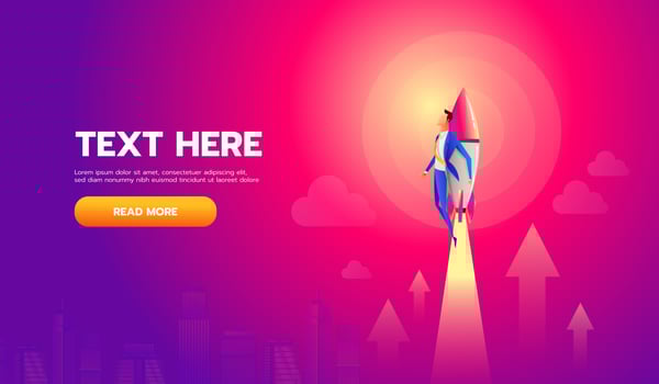 Businessman growth on rocket. Businessman with launching rocket. vector