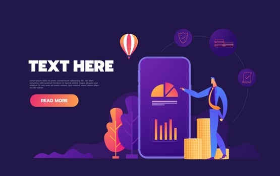 Business mobile application vector isometric illustrations