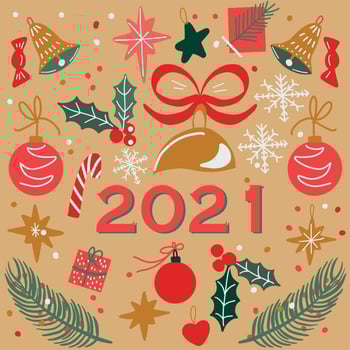 Modern new year card art deco style vector illustration