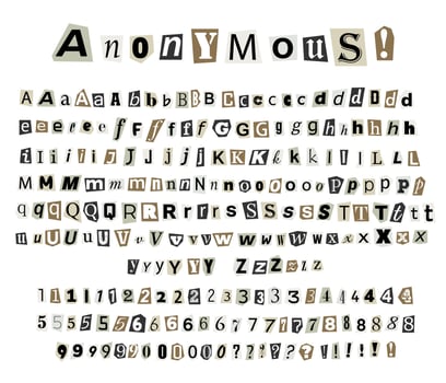 Anonymous criminal letters cut from newspapers and magazines. vector