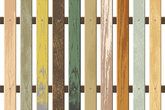 Vintage colored wooden fence vector illustration